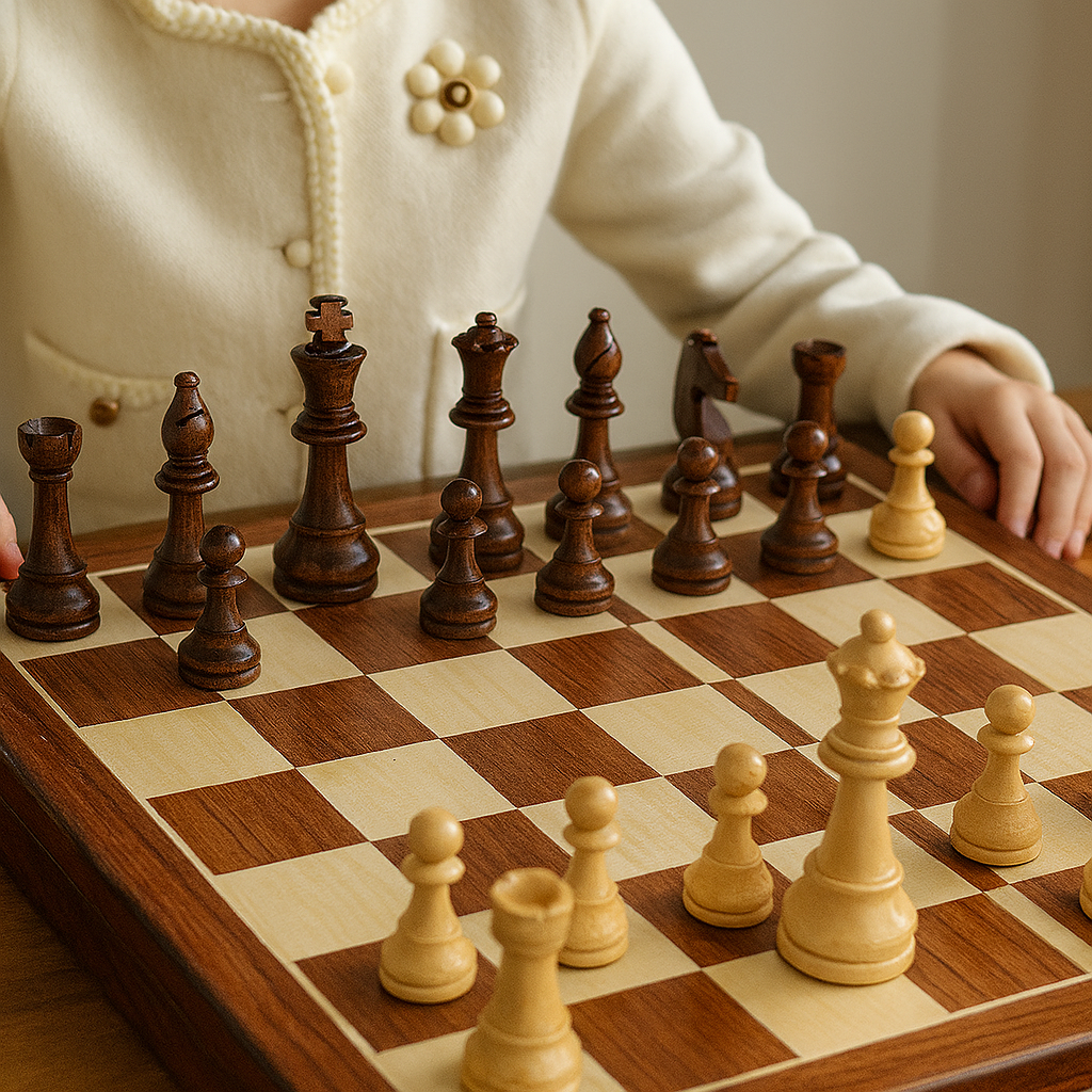 Elegantes Schachset aus Holz – Handgefertigt und Faltbar