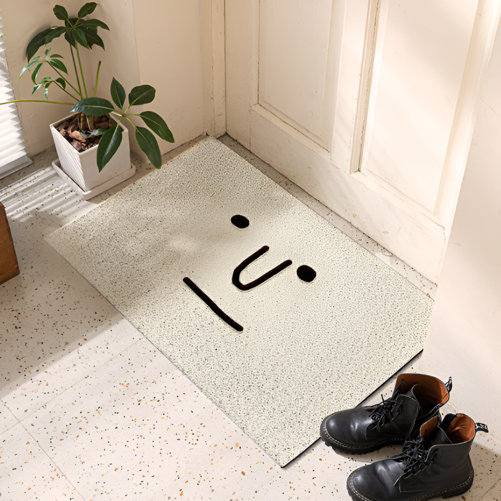 Happy Doormat – Non-Slip PVC Welcome Mat for Indoor and Outdoor Use, Water Absorbent