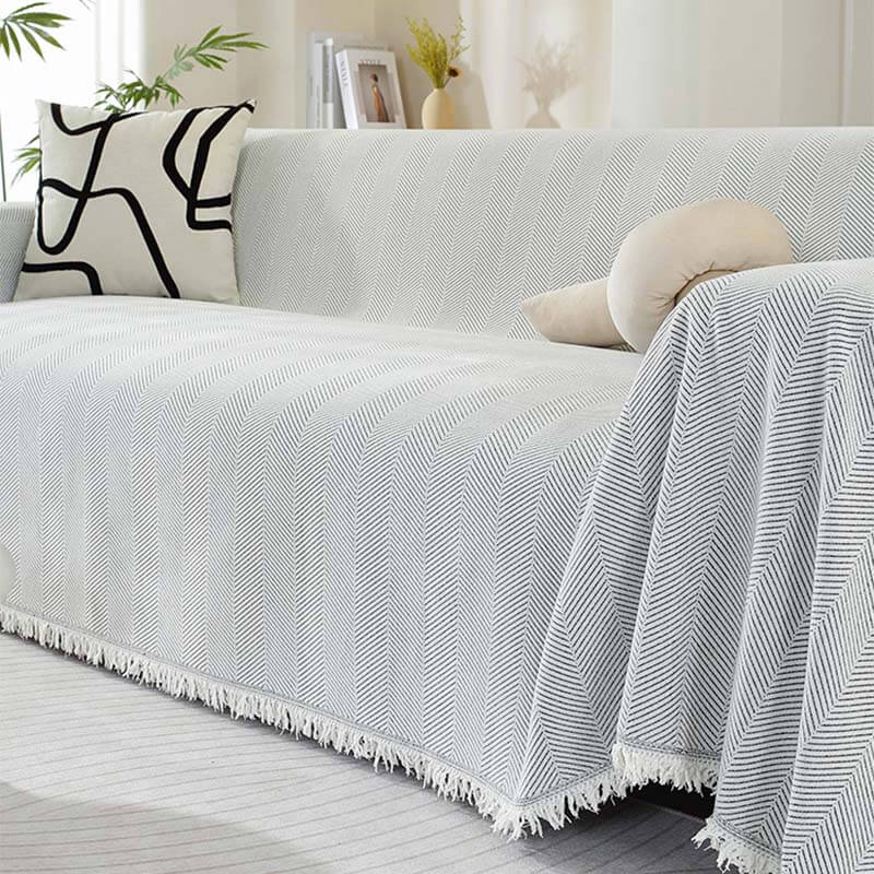 Elegante Chenille-Decke mit Fransen für Ihr Sofa
