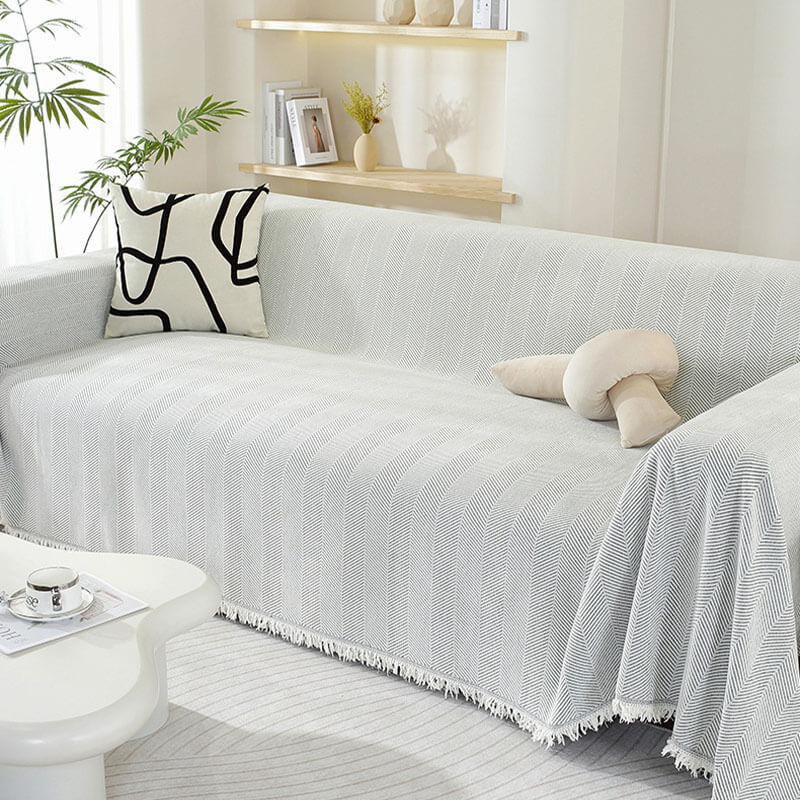 Elegante Chenille-Decke mit Fransen für Ihr Sofa