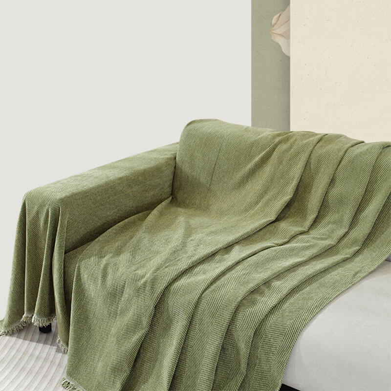 Elegante Chenille-Decke mit Fransen für Ihr Sofa