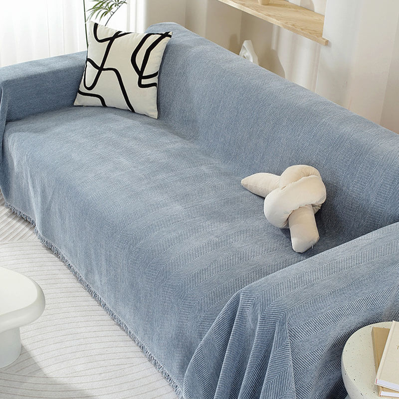 Elegante Chenille-Decke mit Fransen für Ihr Sofa
