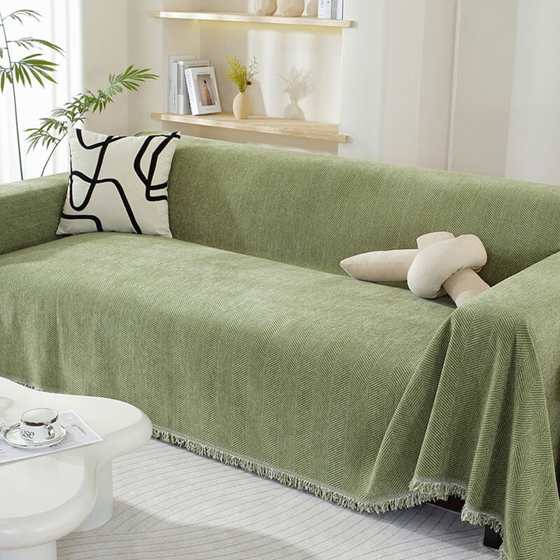 Elegante Chenille-Decke mit Fransen für Ihr Sofa