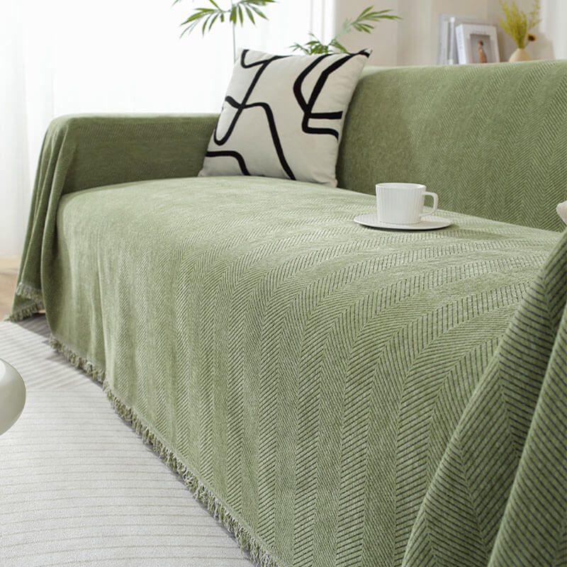 Elegante Chenille-Decke mit Fransen für Ihr Sofa
