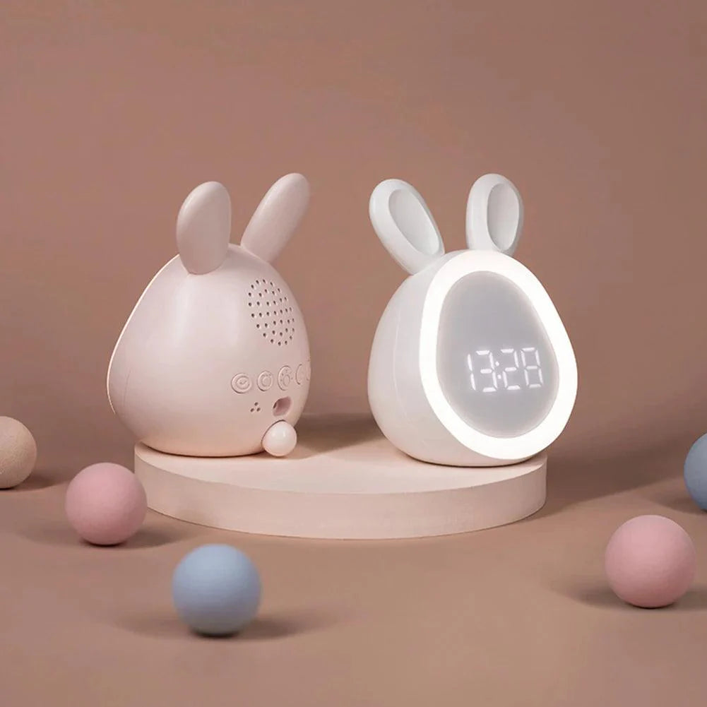 Cute Kids' Clock with LED Night Light – Friendly Rabbit Design