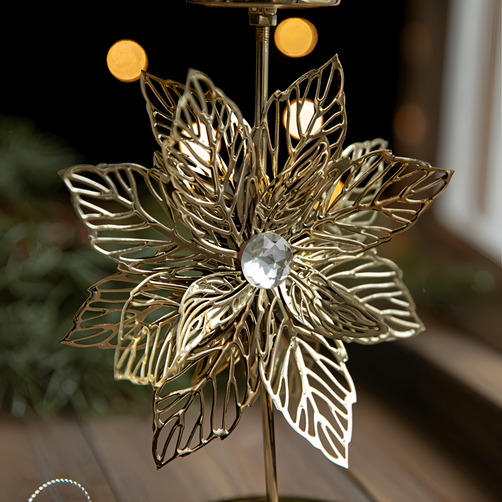 Vintage Goldener Weihnachtskerzenhalter – Atmosphärische Tischdekoration