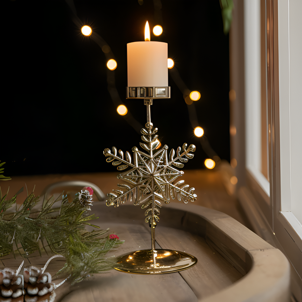 Vintage Goldener Weihnachtskerzenhalter – Atmosphärische Tischdekoration