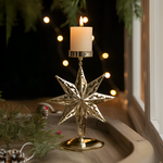 Vintage Goldener Weihnachtskerzenhalter – Atmosphärische Tischdekoration