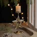 Vintage Goldener Weihnachtskerzenhalter – Atmosphärische Tischdekoration