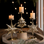 Vintage Goldener Weihnachtskerzenhalter – Atmosphärische Tischdekoration