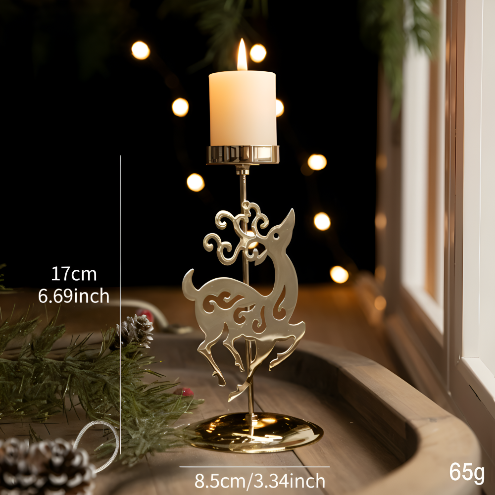 Vintage Goldener Weihnachtskerzenhalter – Atmosphärische Tischdekoration