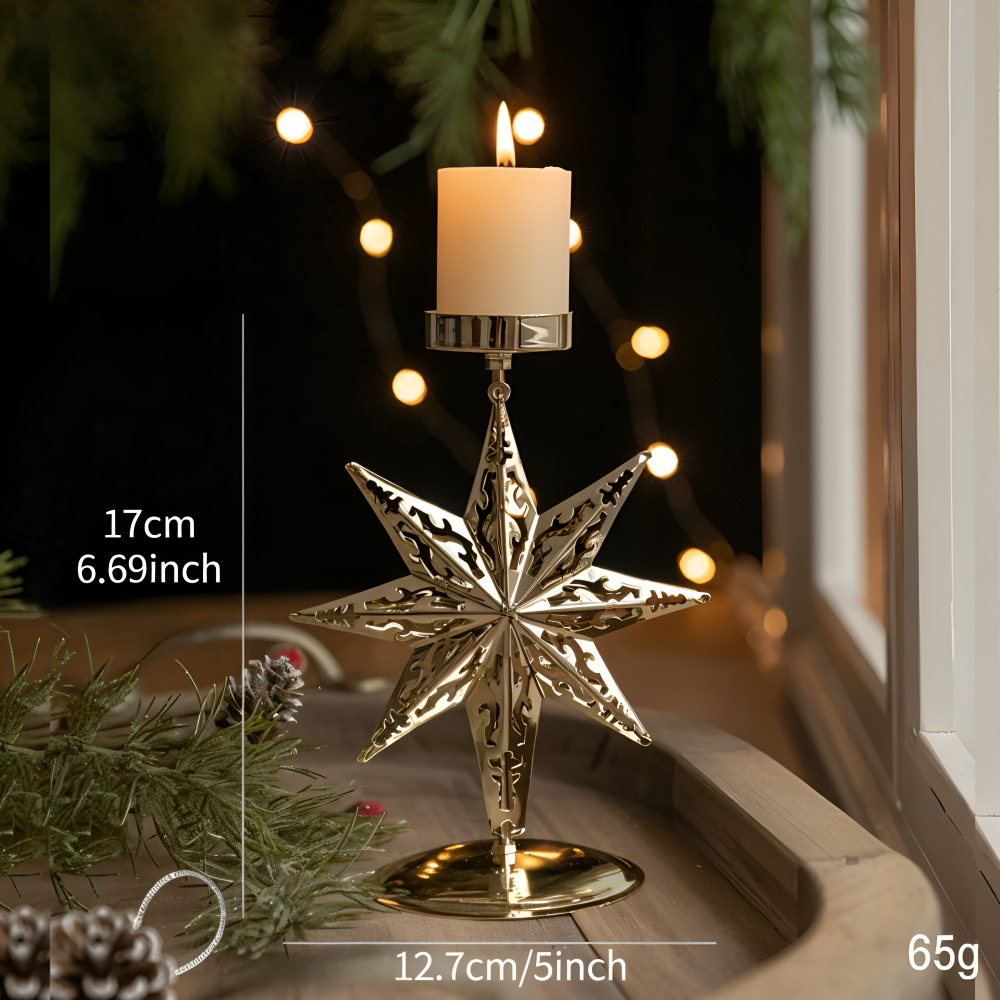 Vintage Goldener Weihnachtskerzenhalter – Atmosphärische Tischdekoration