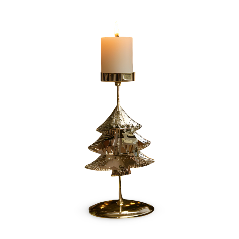 Vintage Goldener Weihnachtskerzenhalter – Atmosphärische Tischdekoration