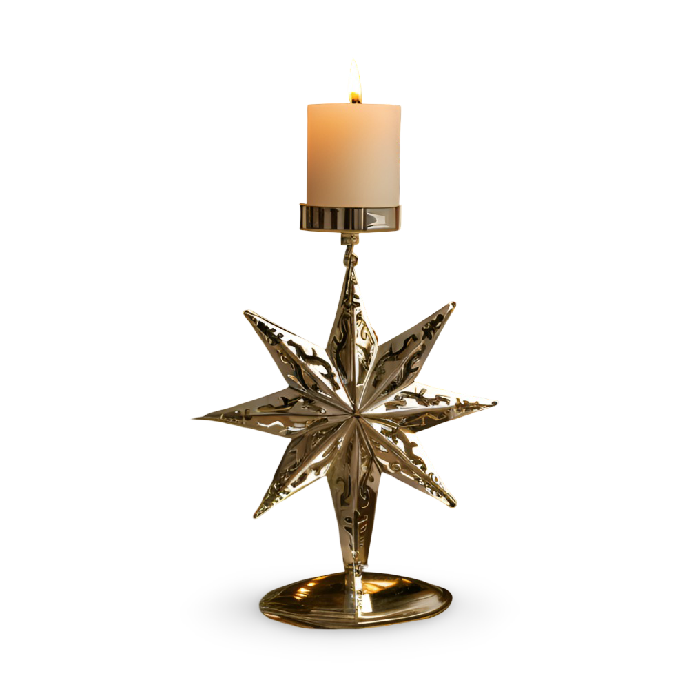 Vintage Goldener Weihnachtskerzenhalter – Atmosphärische Tischdekoration