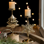 Vintage Goldener Weihnachtskerzenhalter – Atmosphärische Tischdekoration