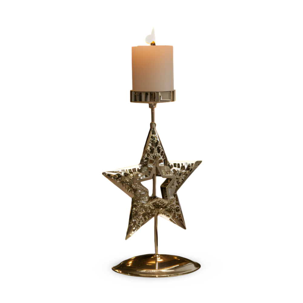 Vintage Goldener Weihnachtskerzenhalter – Atmosphärische Tischdekoration