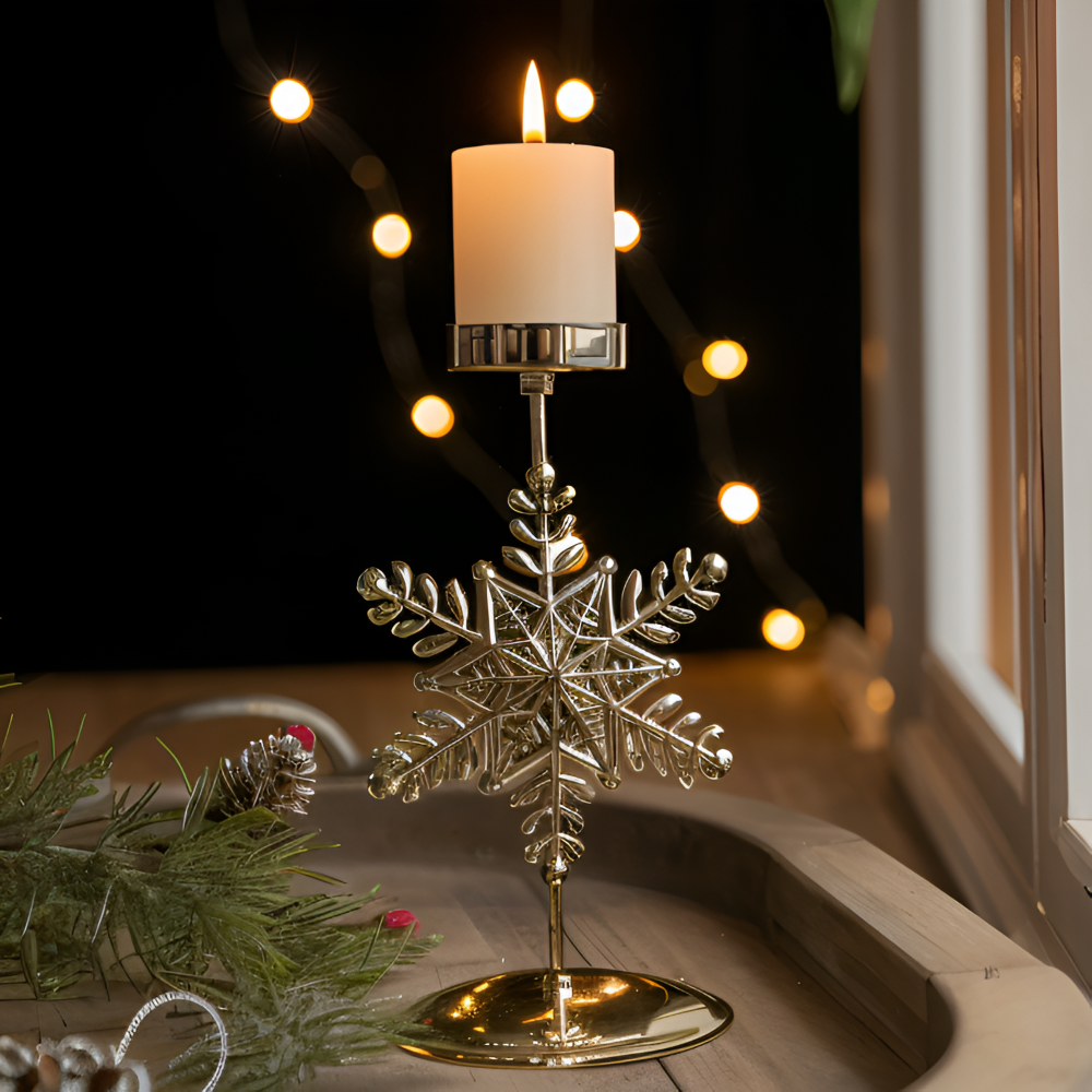 Vintage Goldener Weihnachtskerzenhalter – Atmosphärische Tischdekoration