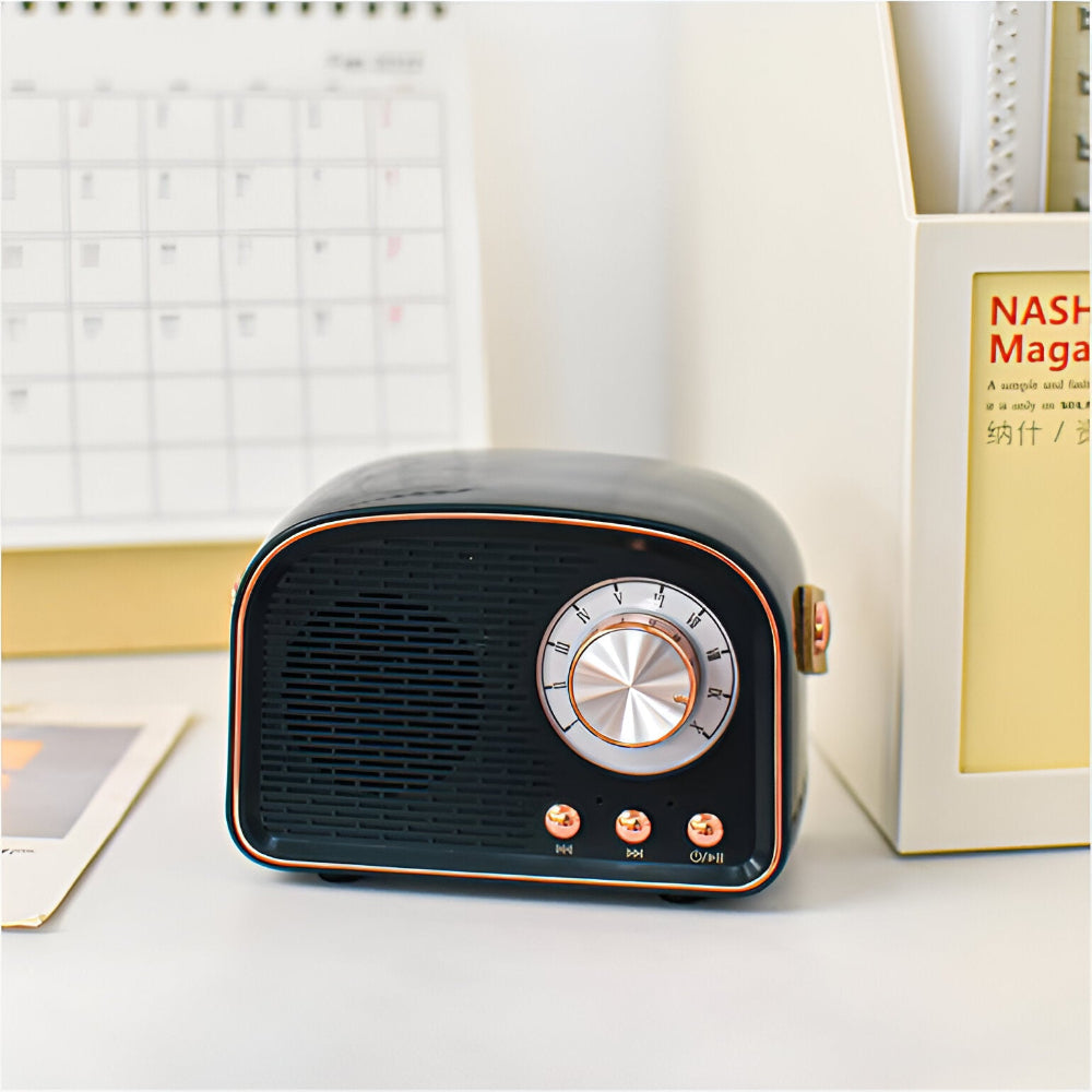 Bluetooth Lautsprecher im Vintage-Stil – Kabelloser Retro Lautsprecher mit tiefem Klang