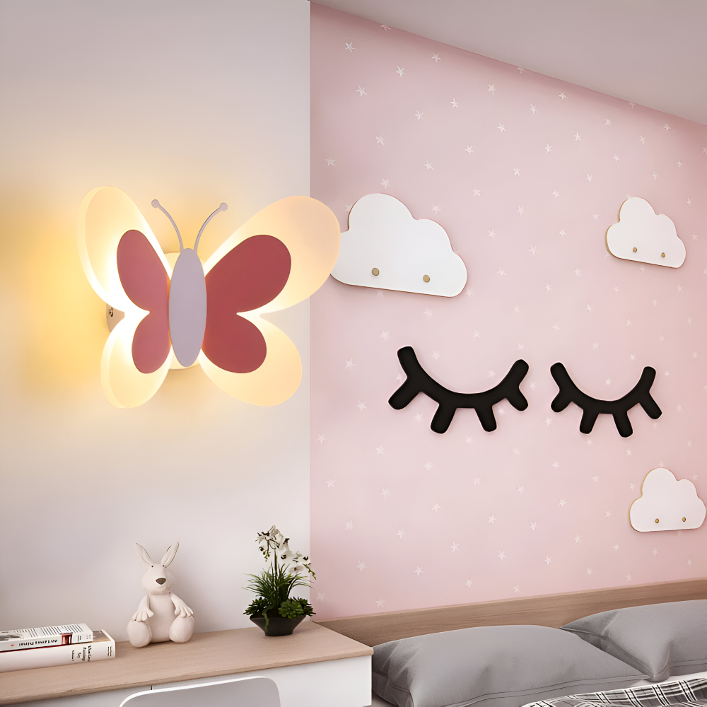 Colorful LED Wall Lamp in Butterfly Shape for Children's Rooms