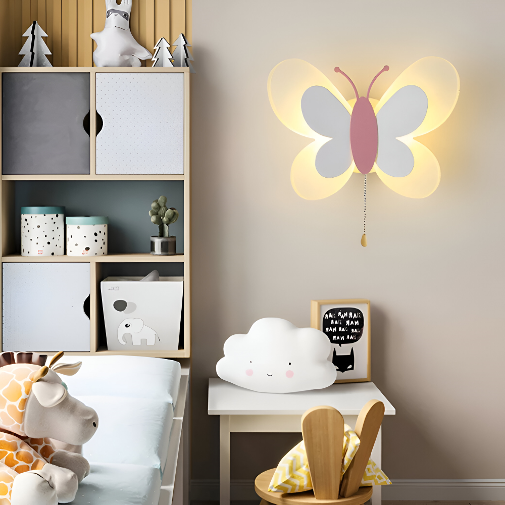 Colorful LED Wall Lamp in Butterfly Shape for Children's Rooms