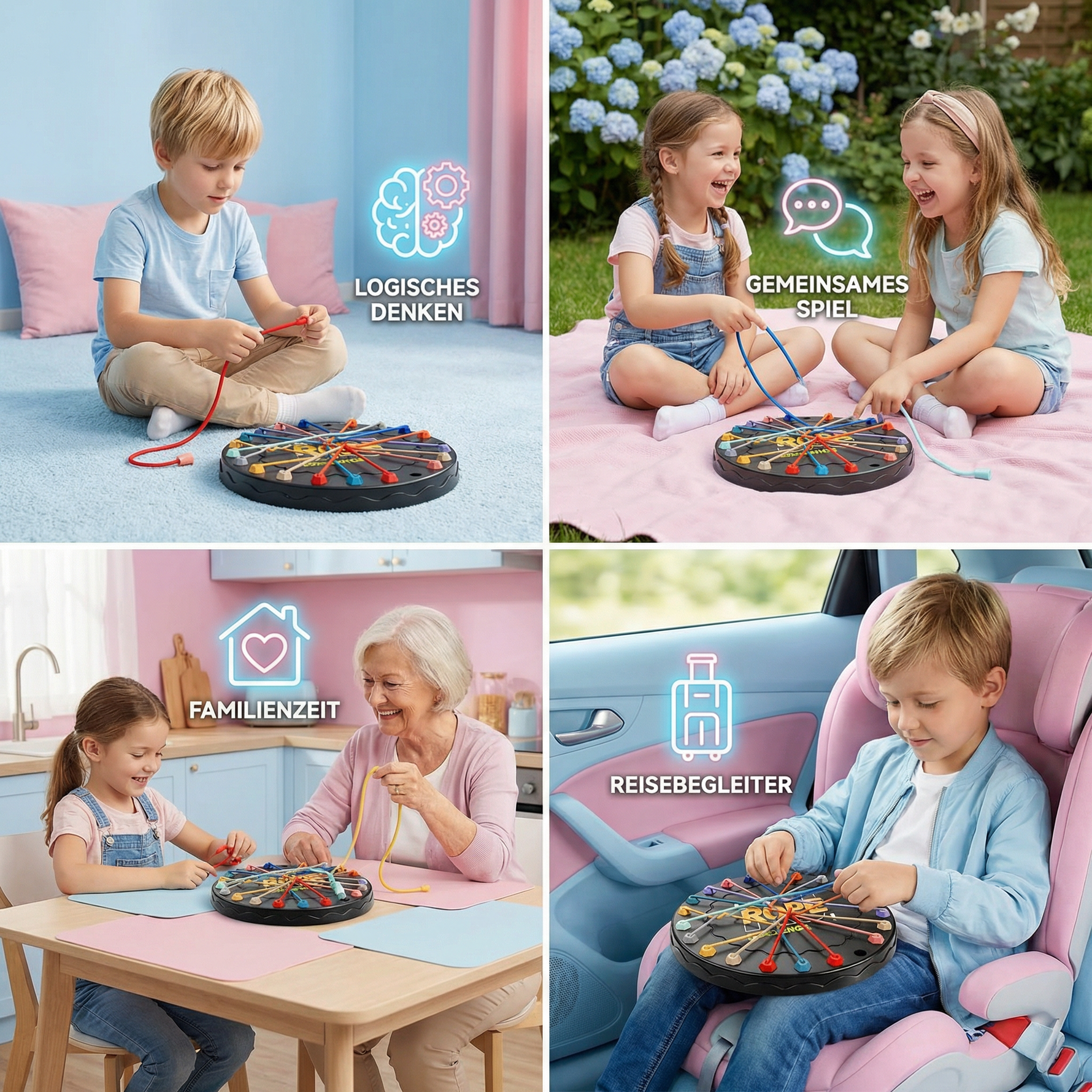 Kinder Denk- und Strategiespiel – Knoten- und Seil-Logikspiel