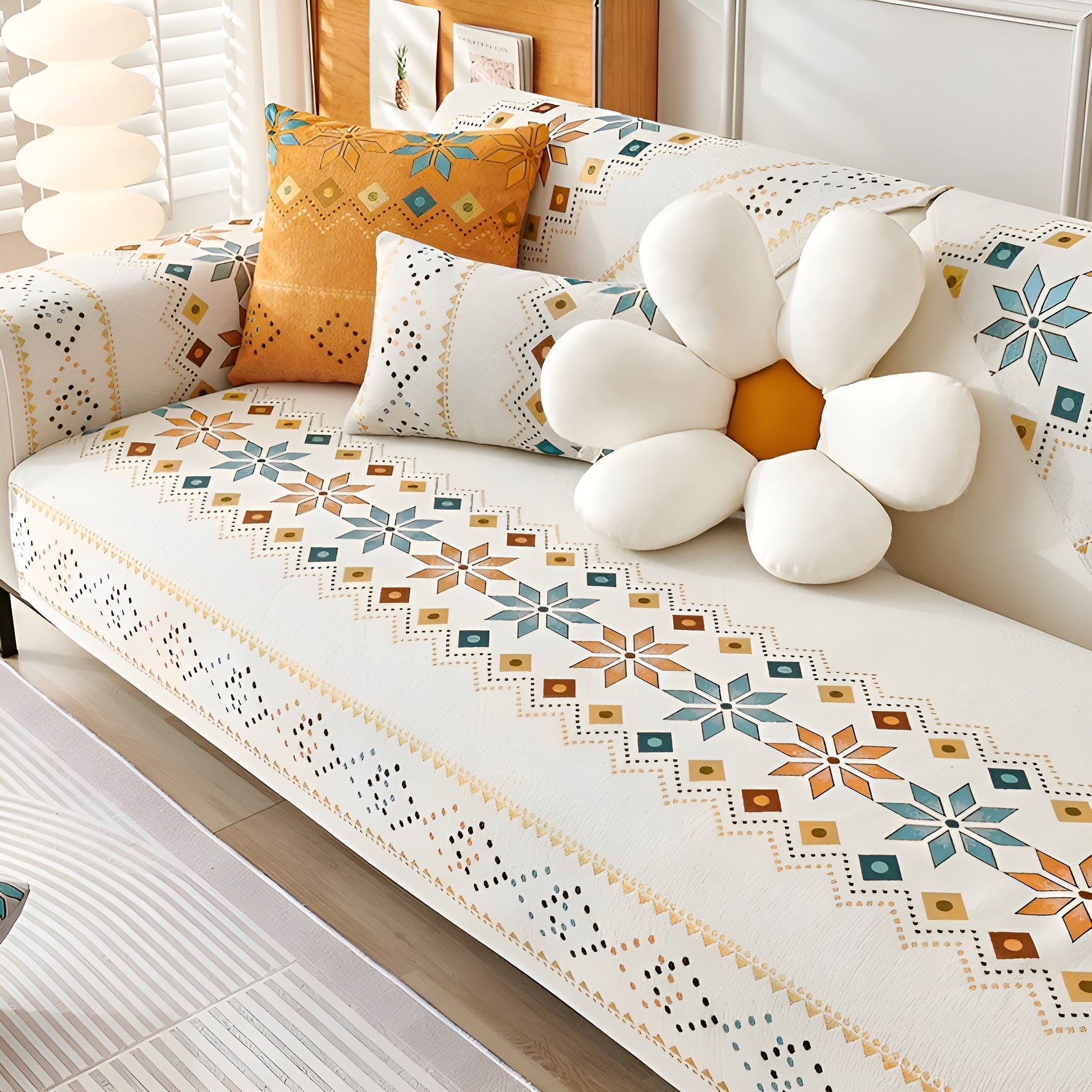 Boho-inspirierter Sofabezug – Elastisch & Ganzjährig Nutzbar | Stilvoller Schutz für Ihr Sofa