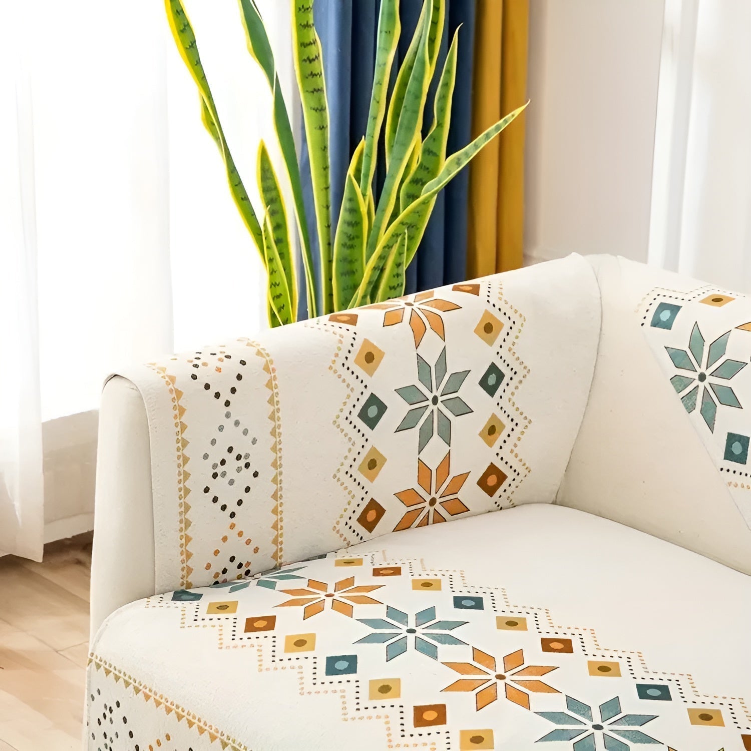 Boho-inspirierter Sofabezug – Elastisch & Ganzjährig Nutzbar | Stilvoller Schutz für Ihr Sofa
