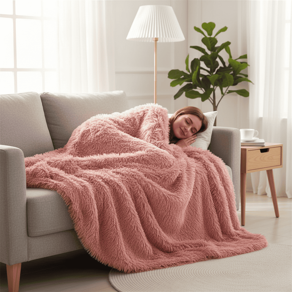 Luxuriöse Kuscheldecke aus Kunstfell – Waschbar und Elegant für Gemütliche Abende