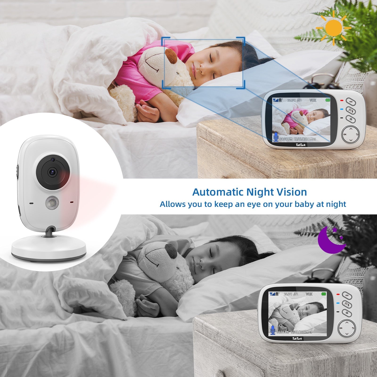 Sicherheitsmonitor für Babys mit LCD und Zwei-Wege-Audio