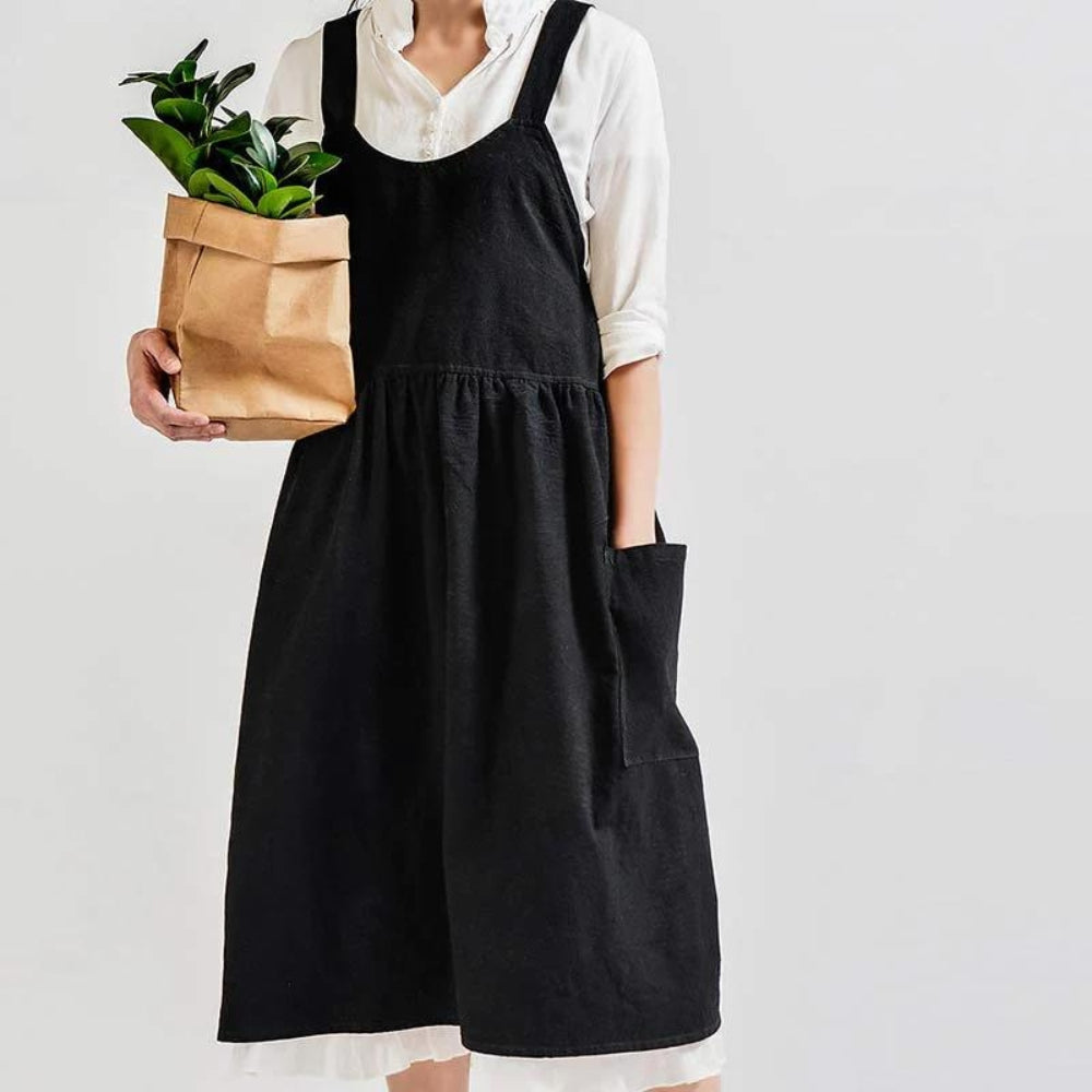 Praktische Schürze mit Kreuzrücken und Taschen