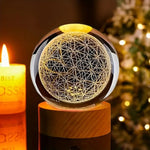 Fascinating Crystal Ball with 3D Flower of Life and Color-Changing LED