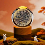 Fascinating Crystal Ball with 3D Flower of Life and Color-Changing LED
