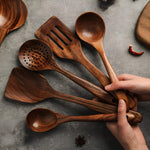 5-teiliges Küchenutensilien-Set aus natürlichem Teakholz – hitzebeständig und kratzfest