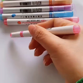 Bunter Textmarker mit gewölbter Spitze