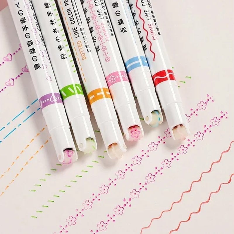 Bunter Textmarker mit gewölbter Spitze