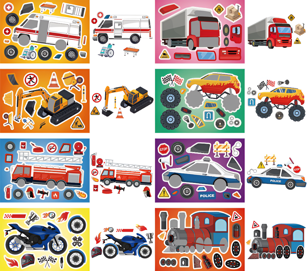 Imaginative Vehicle Puzzle Stickers (16 sheets!)