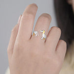 Verstellbarer Ring mit Dackelmotiv aus 925 Sterling Silber