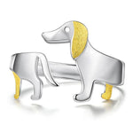 Verstellbarer Ring mit Dackelmotiv aus 925 Sterling Silber