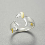 Verstellbarer Ring mit Dackelmotiv aus 925 Sterling Silber