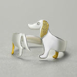Verstellbarer Ring mit Dackelmotiv aus 925 Sterling Silber