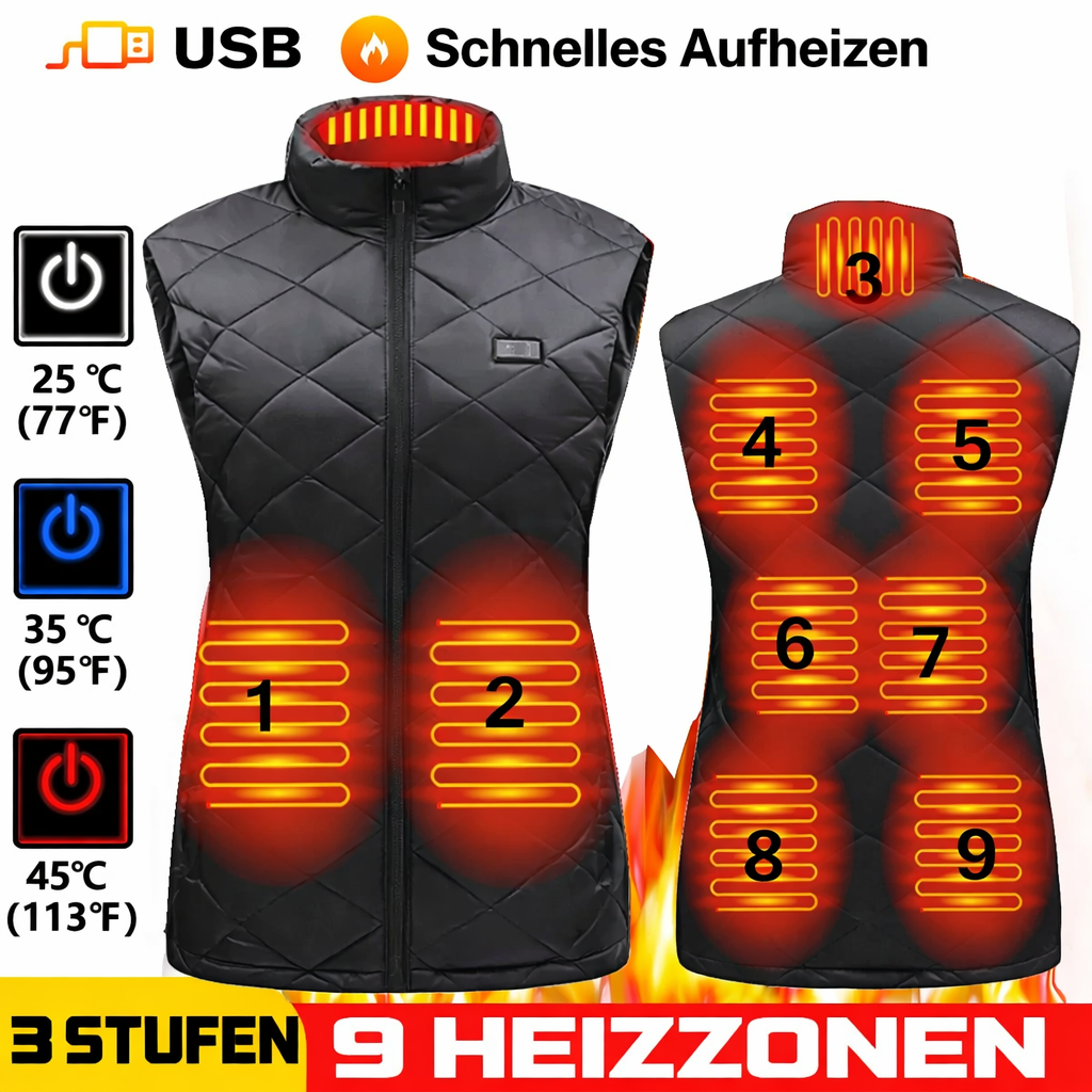 Damen Heizweste | USB-Heizweste mit Infrarottechnologie | Temperaturregulierend & Leicht