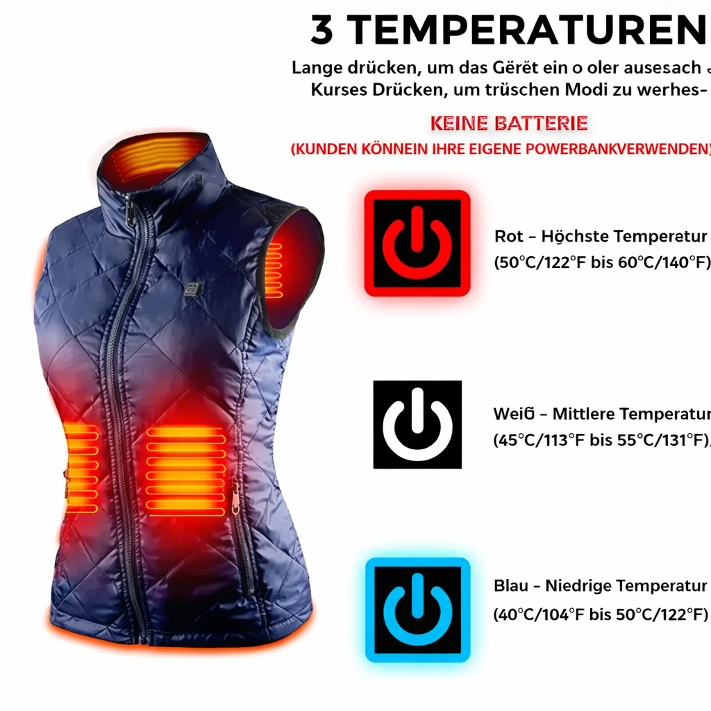 Damen Heizweste | USB-Heizweste mit Infrarottechnologie | Temperaturregulierend & Leicht