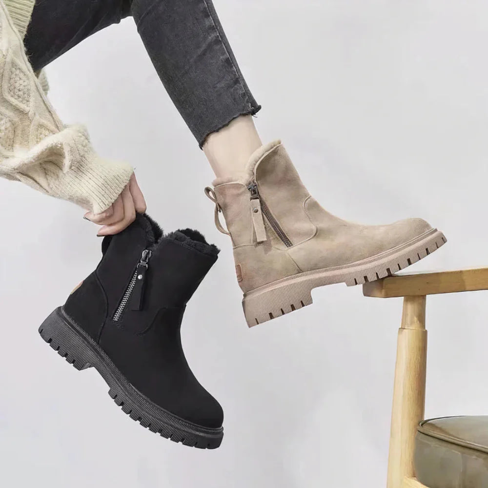Elegante Winterstiefel für Damen aus Wildleder und Wolle