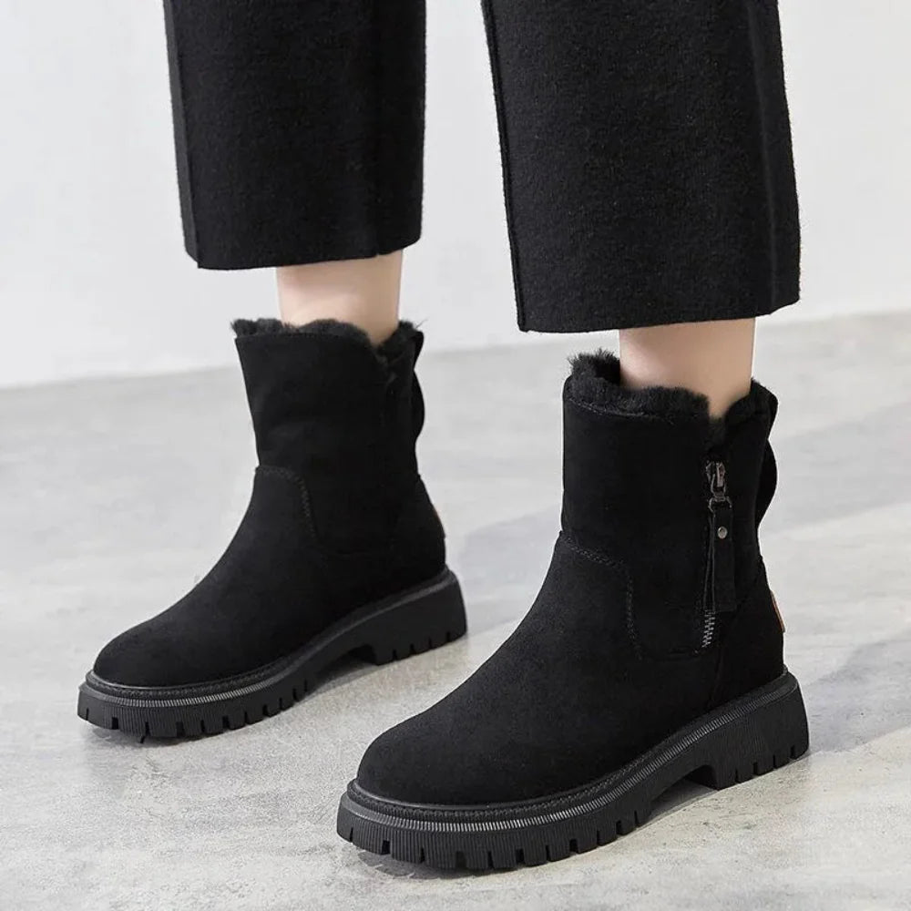 Elegante Winterstiefel für Damen aus Wildleder und Wolle