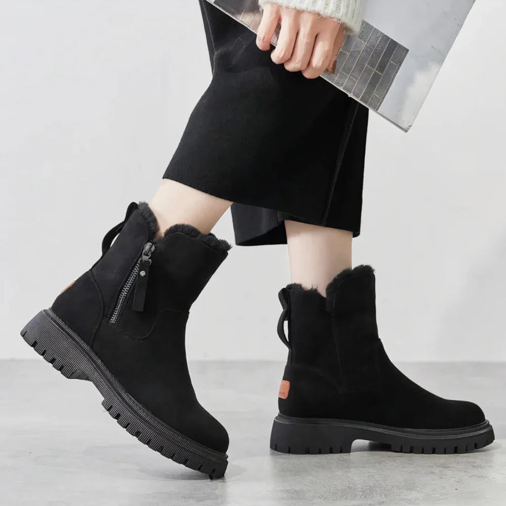 Elegante Winterstiefel für Damen aus Wildleder und Wolle
