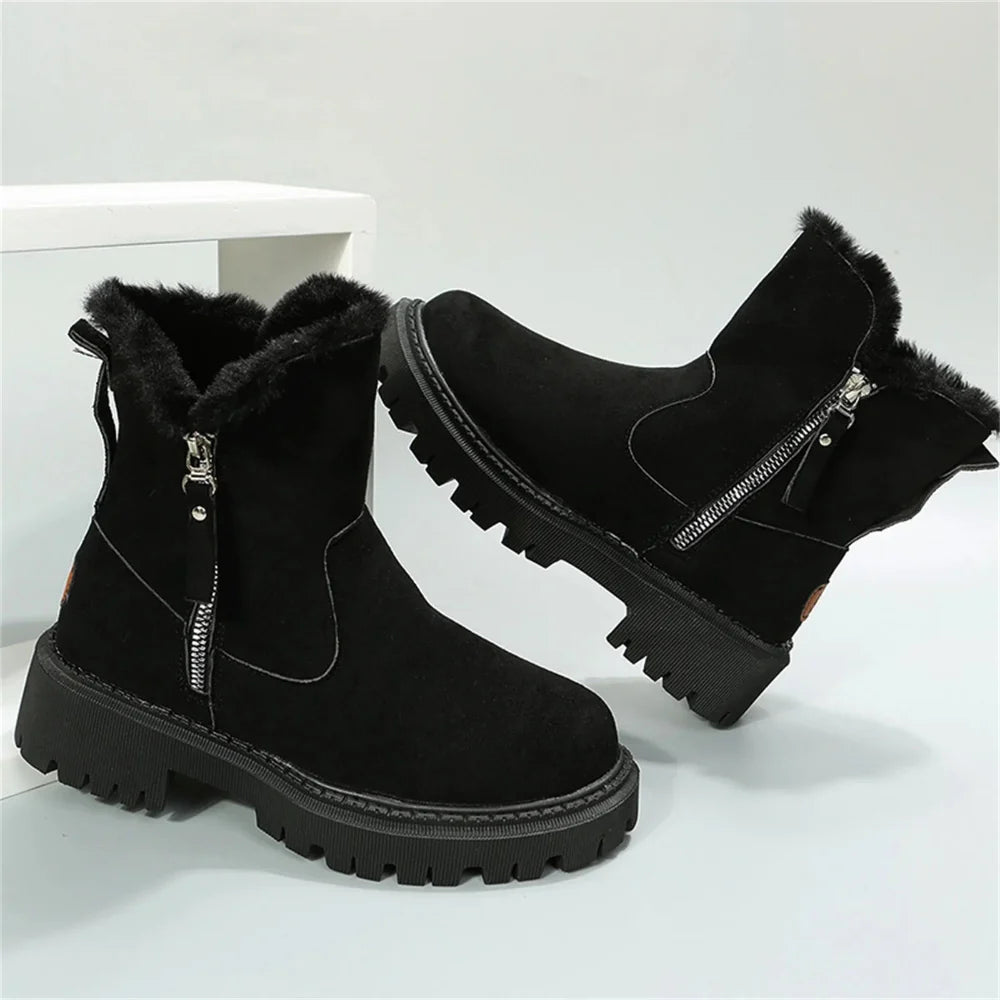 Elegante Winterstiefel für Damen aus Wildleder und Wolle