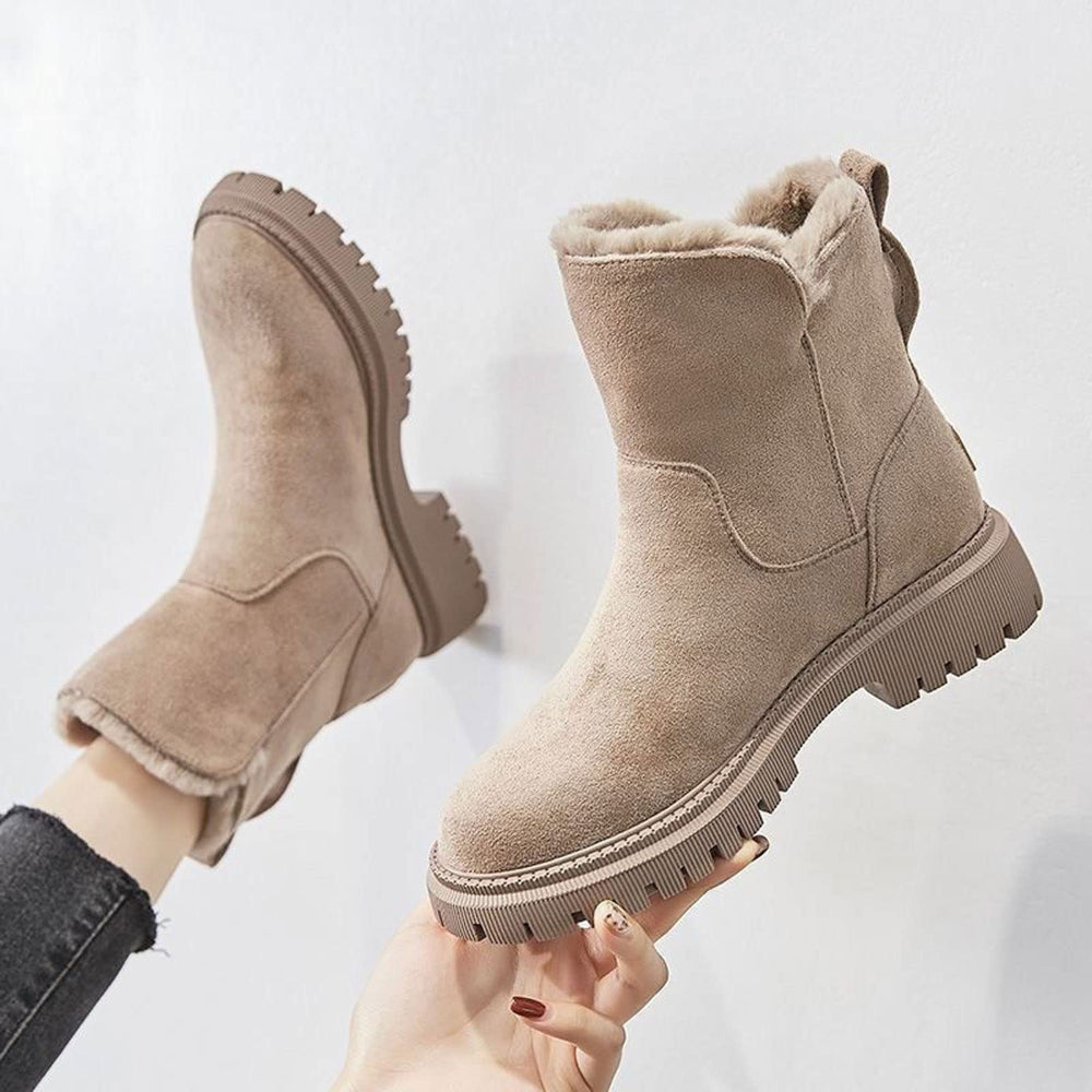 Elegante Winterstiefel für Damen aus Wildleder und Wolle