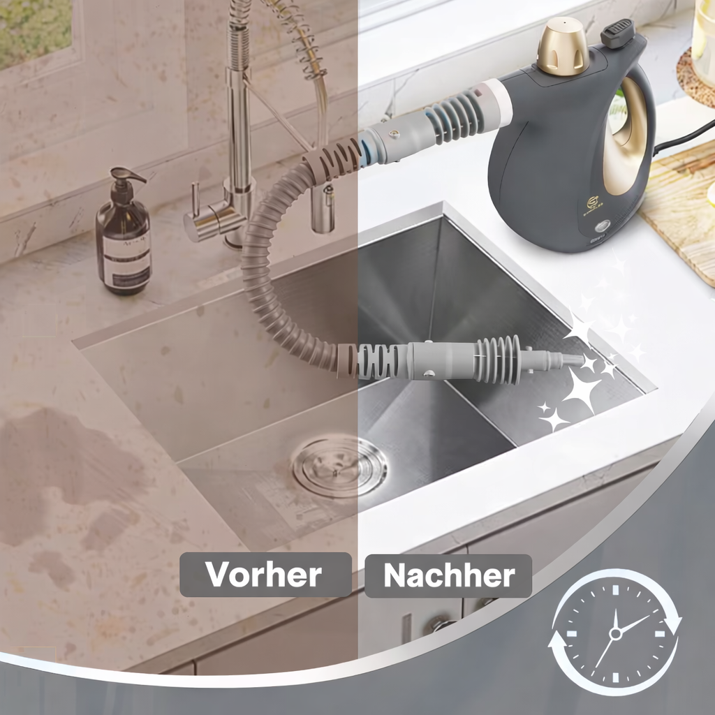 Kraftvoller Dampfreiniger ohne Chemikalien | Schnelles Aufheizen