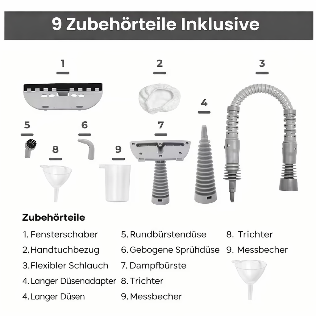 Kraftvoller Dampfreiniger ohne Chemikalien | Schnelles Aufheizen