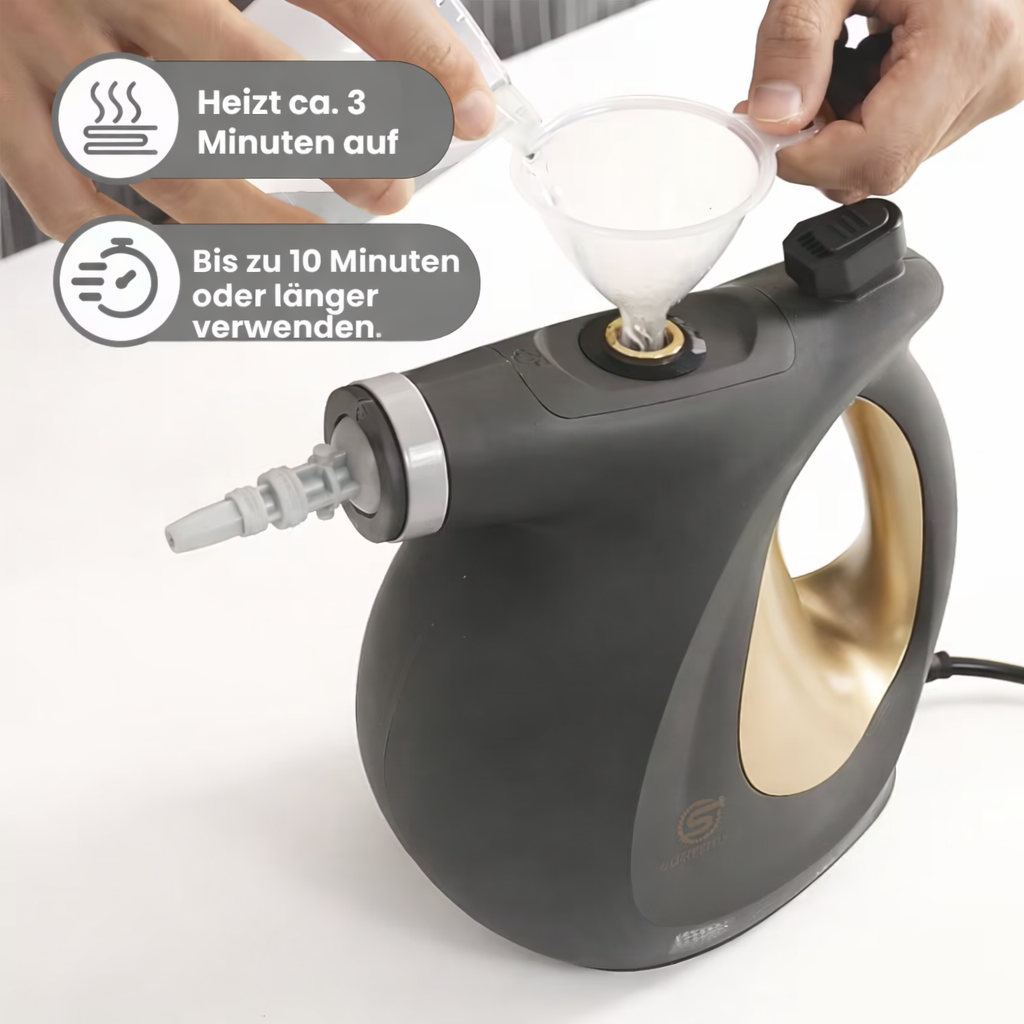 Kraftvoller Dampfreiniger ohne Chemikalien | Schnelles Aufheizen